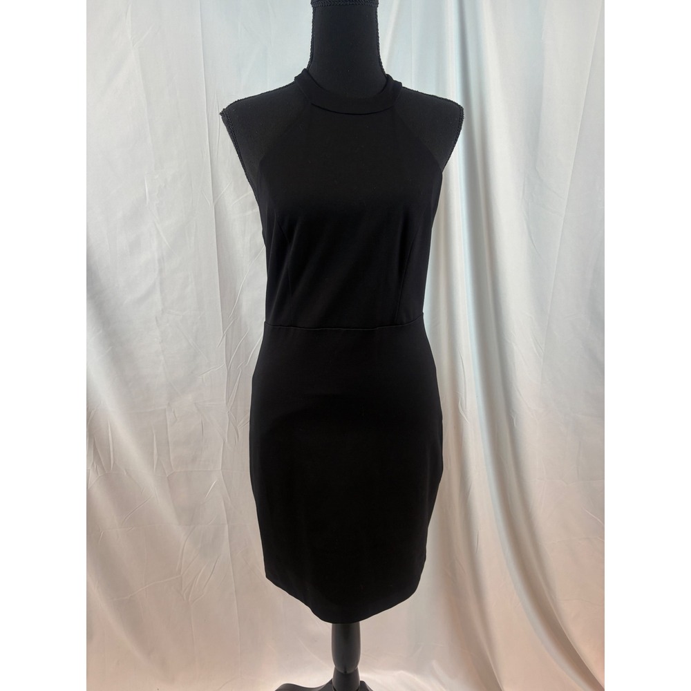 Black Sleeveless Halter Neck Lace Back‎ Sheath Dress